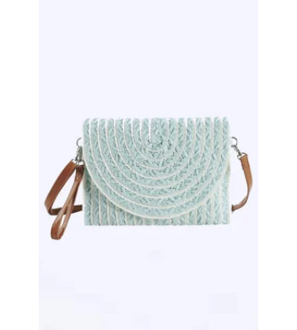 2 Tone Straw Convertible Clutch Swing Bag