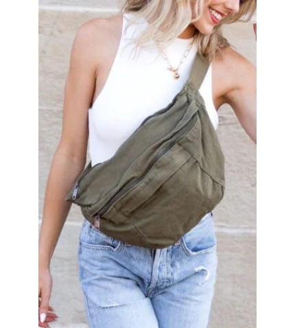 London Oversize Canvas Crescent Sling