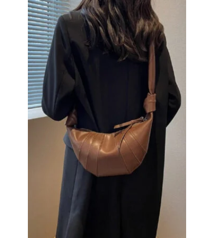 Vegan Leather Croissant Crossbody Bag