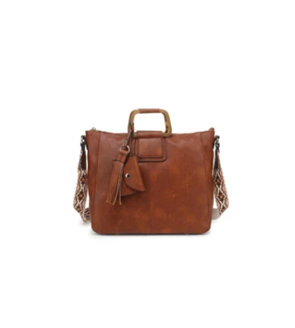 RING HANDLE SATCHEL WITH GUITAR STRAP