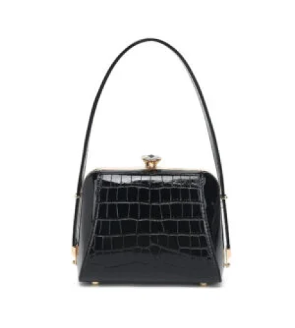 Small Croco Patent Leather Frame Satchel