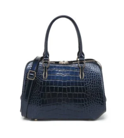 Croco Patent Leather Frame Satchel