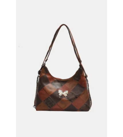PU Leather Color Block Shoulder Bag