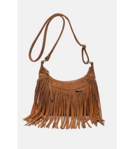Suede Fringe Adjustable Strap Shoulder Bag