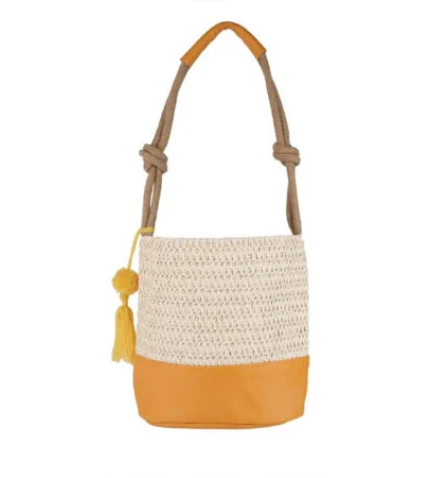 Faux Straw Summer Bucket Bag